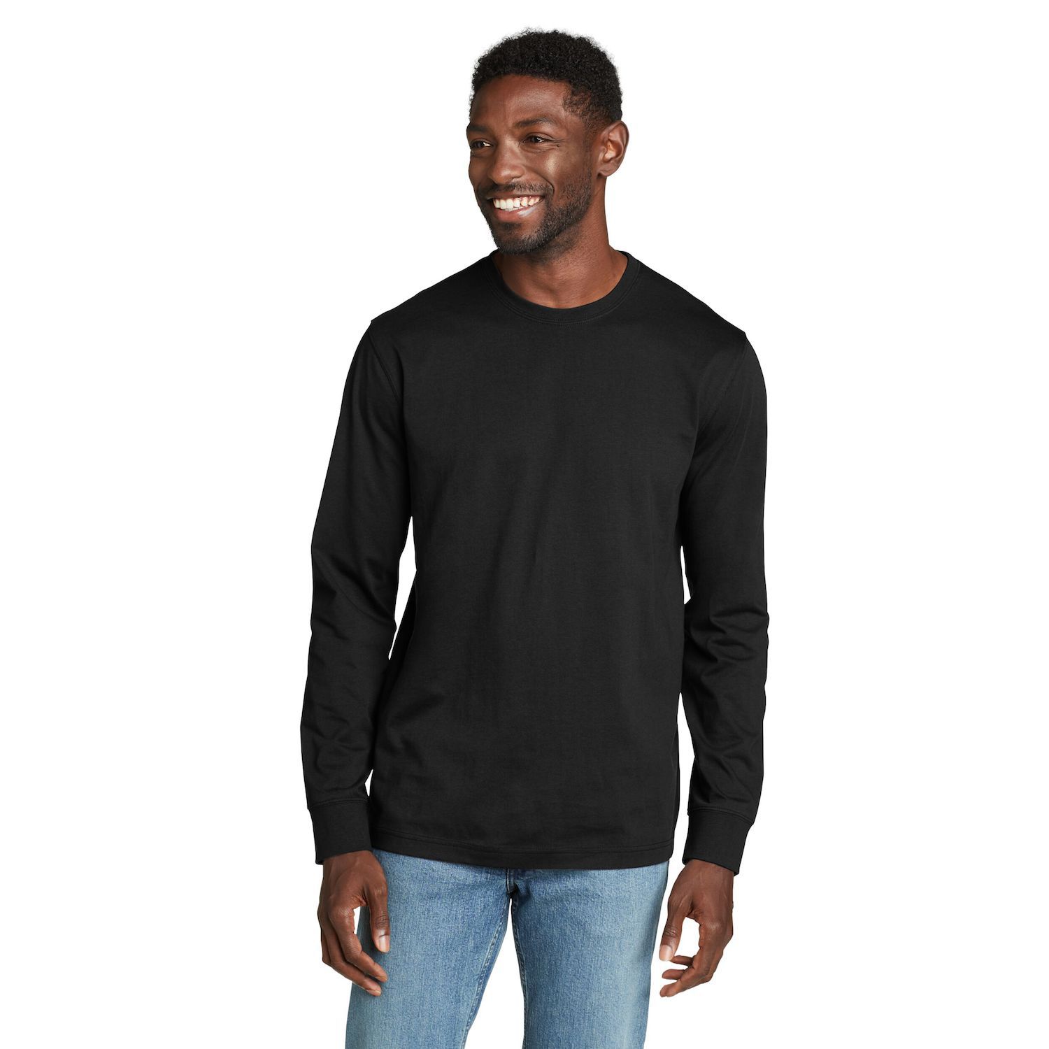 Eddie Bauer Legend Wash T-shirt Classica Uomo 100% Cotone – Maniche Lunghe, Bianca, Taglia Small