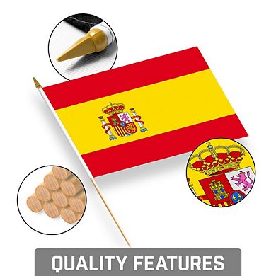 G128 8x12 Inches 12pk Spain Printed 150d Polyester Handheld Stick Flag