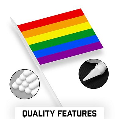 G128 4x6 Inches 24pk LGBT Rainbow Printed 150d Polyester Handheld Stick Flag