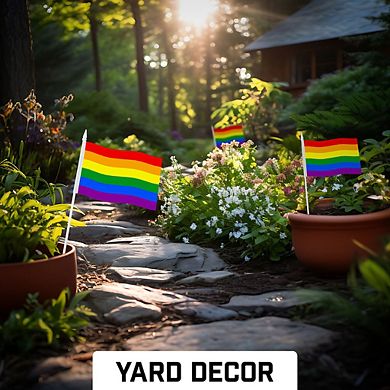 G128 4x6 Inches 24pk LGBT Rainbow Printed 150d Polyester Handheld Stick Flag