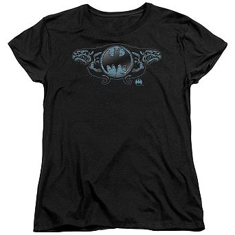 Batman Two Gargoyles Logo Short Sleeve Womens T-shirt