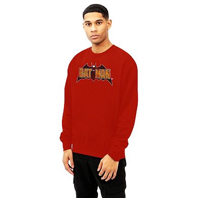 Batman Vintage Bat Logo On Red Long Sleeve Adult T-shirt