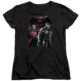 Batman V Superman Stand Off Short Sleeve Womens T-shirt