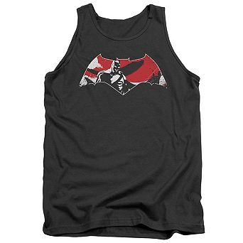 Batman V Superman Armor Splatter Logo Adult Tank Top