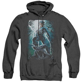 Batman Night Light Adult Heather Hoodie