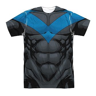 Batman Nightwing Blue Uniform Short Sleeve Adult Poly Crew T-shirt