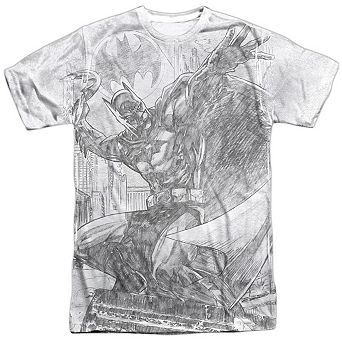 Batman Pencil Batarang Throw Short Sleeve Adult 100% Poly Crew T-shirt