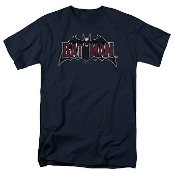 Batman Vintage Bat Logo On Navy Short Sleeve Adult T-shirt