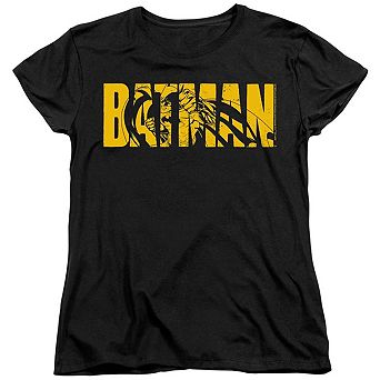 Batman Text On Black Short Sleeve Women´s T-Shirt
