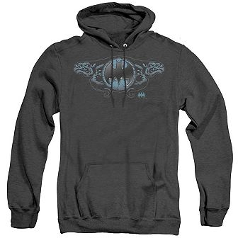 Batman Two Gargoyles Logo Adult Heather Hoodie