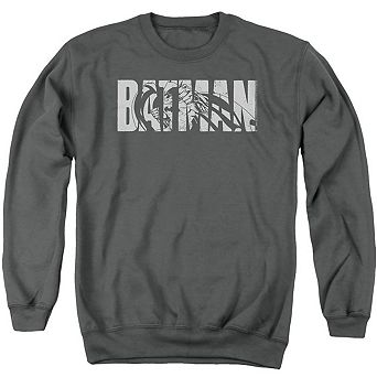 Batman Text On Gray Adult Crewneck Sweatshirt