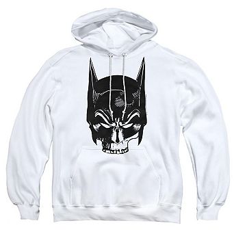 Batman Skull On White Adult Pull Over Hoodie