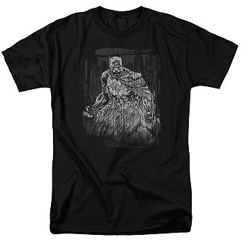 Batman Pencilled Rain Short Sleeve Adult T-shirt