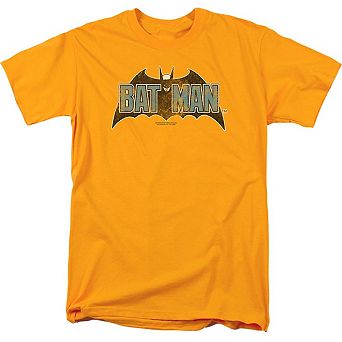 Batman Vintage Bat Logo On Gold Short Sleeve Adult T-shirt