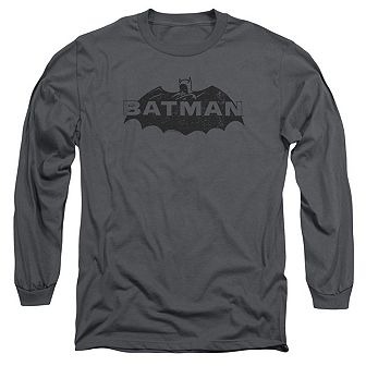 Batman Newsprint Logo Long Sleeve Adult T-shirt