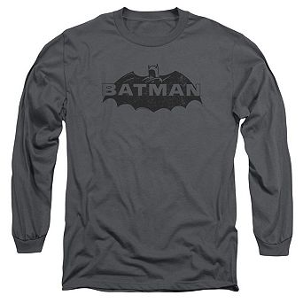 Batman Newsprint Logo Long Sleeve Adult T-shirt