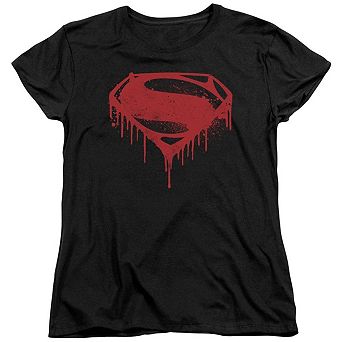 Batman V Superman Splattered Short Sleeve Womens T-shirt