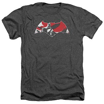 Batman V Superman Armor Splatter Logo Adult Heather T-shirt