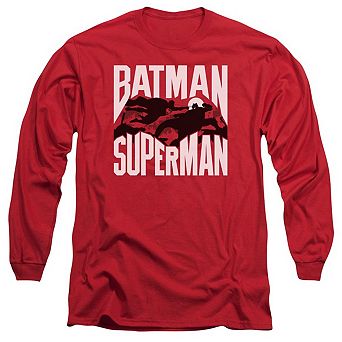 Batman V Superman Silhouette Fight Long Sleeve Adult T-shirt