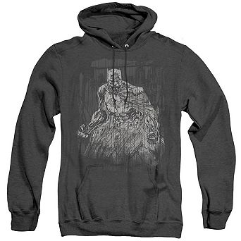 Batman Pencilled Rain Adult Heather Hoodie