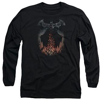 Batman Smoke & Fire Long Sleeve Adult T-shirt