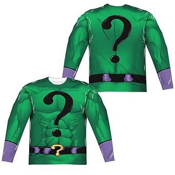 Batman Riddler Uniform Long Sleeve Adult Poly Crew T-shirt