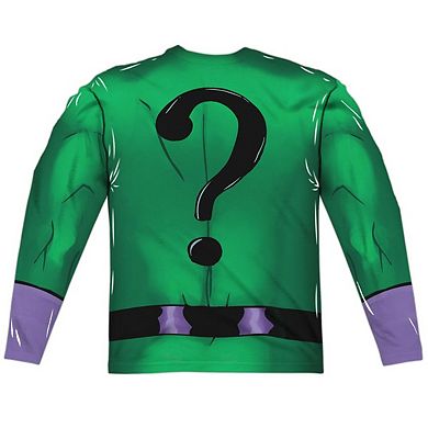 Batman Riddler Uniform Long Sleeve Adult Poly Crew T-shirt
