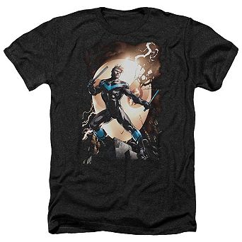 Batman Nightwing Against Owls Adult Heather T-shirt