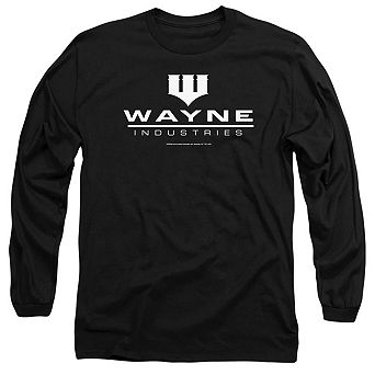 Batman Wayne Logo On Black Long Sleeve Adult T-shirt