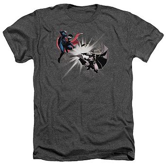 Batman V Superman Fight Burst Adult Heather T-shirt