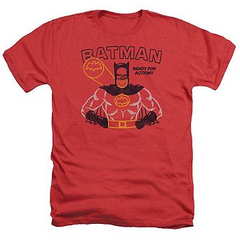 Batman Ready For Action Adult Heather T-shirt