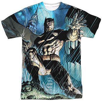 Batman Rainy Rooftop Short Sleeve Adult Poly Crew T-shirt