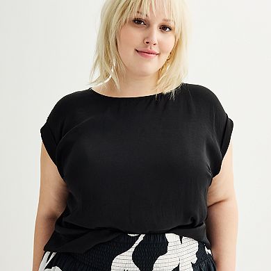 Plus Size Nine West Short Sleeve Silky Tee