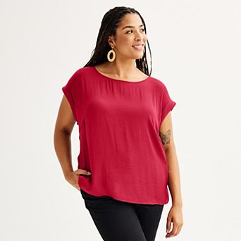 Plus Size Nine West Short Sleeve Silky Tee