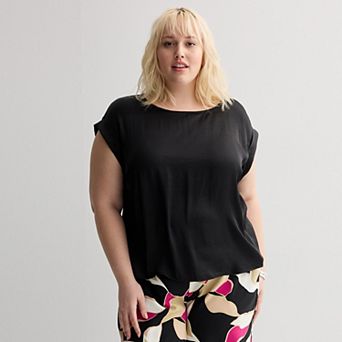 Plus Size Nine West Short Sleeve Silky Tee