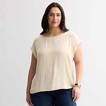Plus Size Nine West Short Sleeve Silky Tee