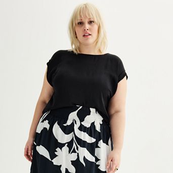 Plus Size Nine West Short Sleeve Silky Tee