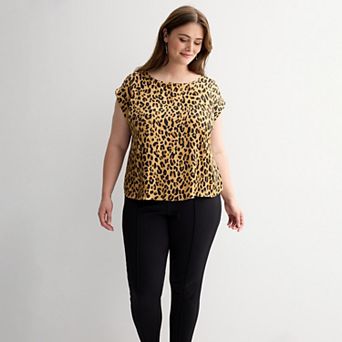 Plus Size Nine West Short Sleeve Silky Tee