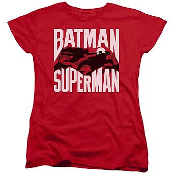 Batman V Superman Silhouette Fight Short Sleeve Womens T-shirt
