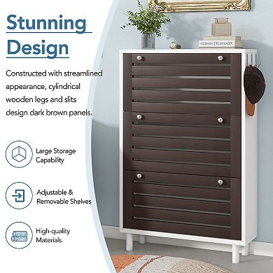 Merax Minimalist Slim Shoe Cabinet With Hanging Hooks