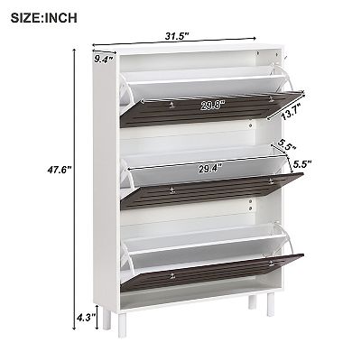 Merax Minimalist Slim Shoe Cabinet With Hanging Hooks