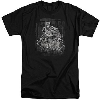 Batman Pencilled Rain Short Sleeve Adult Tall T-shirt