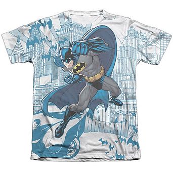 Batman Skyline All Over Adult 65/35 Poly/cotton Short Sleeve T-shirt