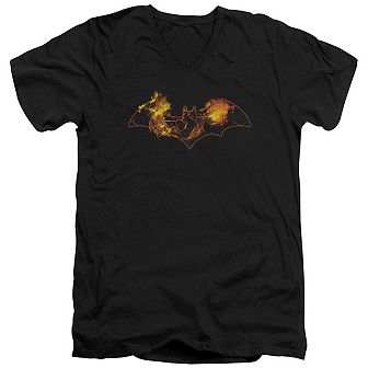 Batman Molten Logo Short Sleeve Adult V Neck T-shirt