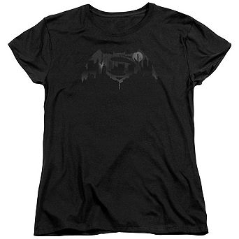 Batman V Superman Cityscape Logo Short Sleeve Womens T-shirt