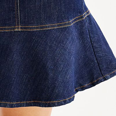 Women's Nine West Ribbon Belt Button Front Denim Mini Skirt