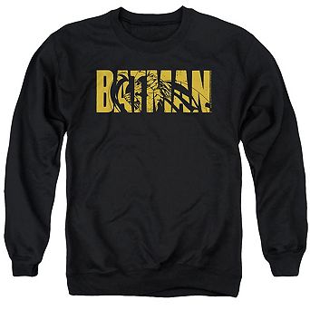 Batman Text On Black Adult Crewneck Sweatshirt