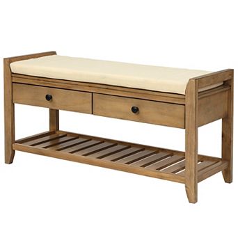 Multipurpose Entryway Storage Bench,Shoe Rack with Cushioned Seat and Drawers