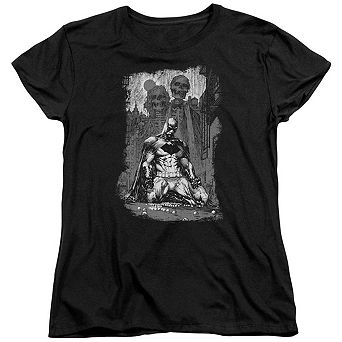 Batman Sketchy Shadows Short Sleeve Womens T-shirt