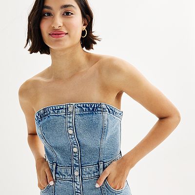 Midi Dress Forever 21 Plus Size Denim Dress Juniors' SO® Button